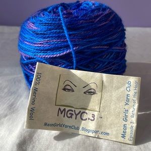 I skein (wound into a cake) Mean Girls Yarn Club superwash sock yarn